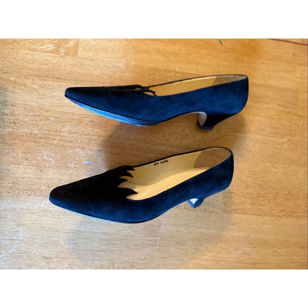 Silvia Fiorentina Italy Suede Pointed Toe Flats Scalloped Edge Dress Shoes size - Picture 8 of 11